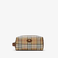 Check Travel Pouch in Archive beige - Men, Cotton | Burberry® Official