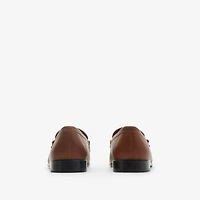 Leather Pearl Loafers in Pinecone - Men | Burberry® Official