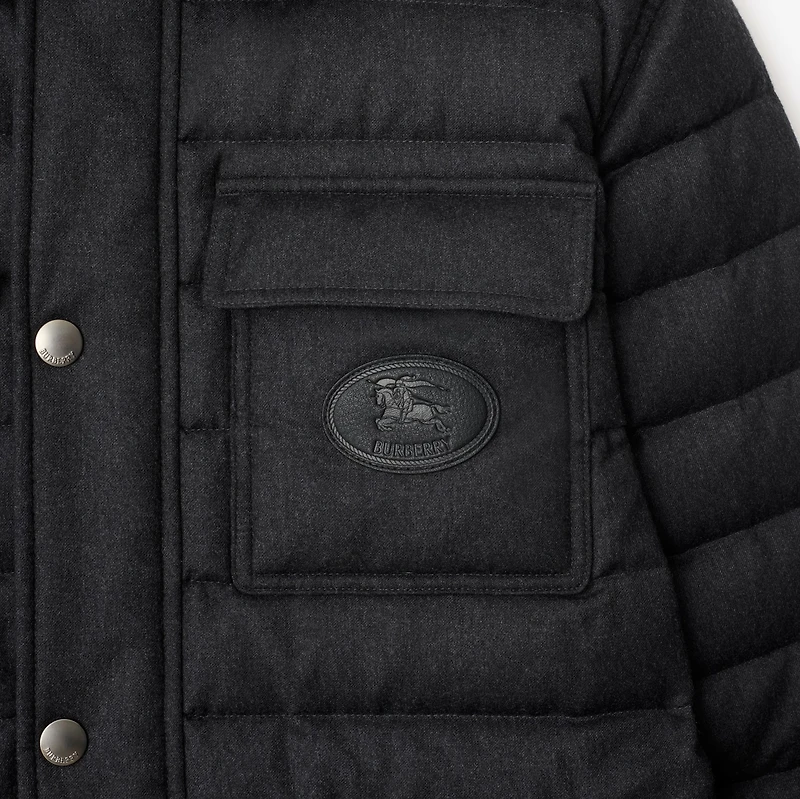 Wool Flannel Padded Overshirt in Charcoal grey - Men | Burberry® Official