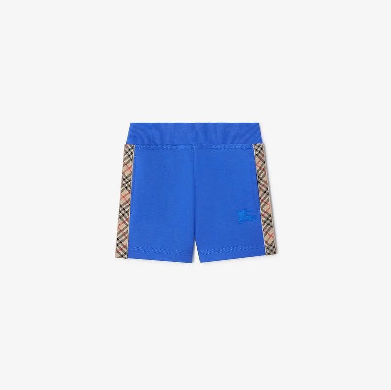 Check Trim Cotton Shorts in Hyacinth blue | Burberry® Official