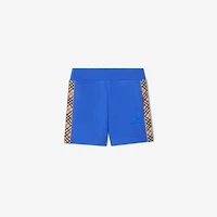 Check Trim Cotton Shorts in Hyacinth blue | Burberry® Official