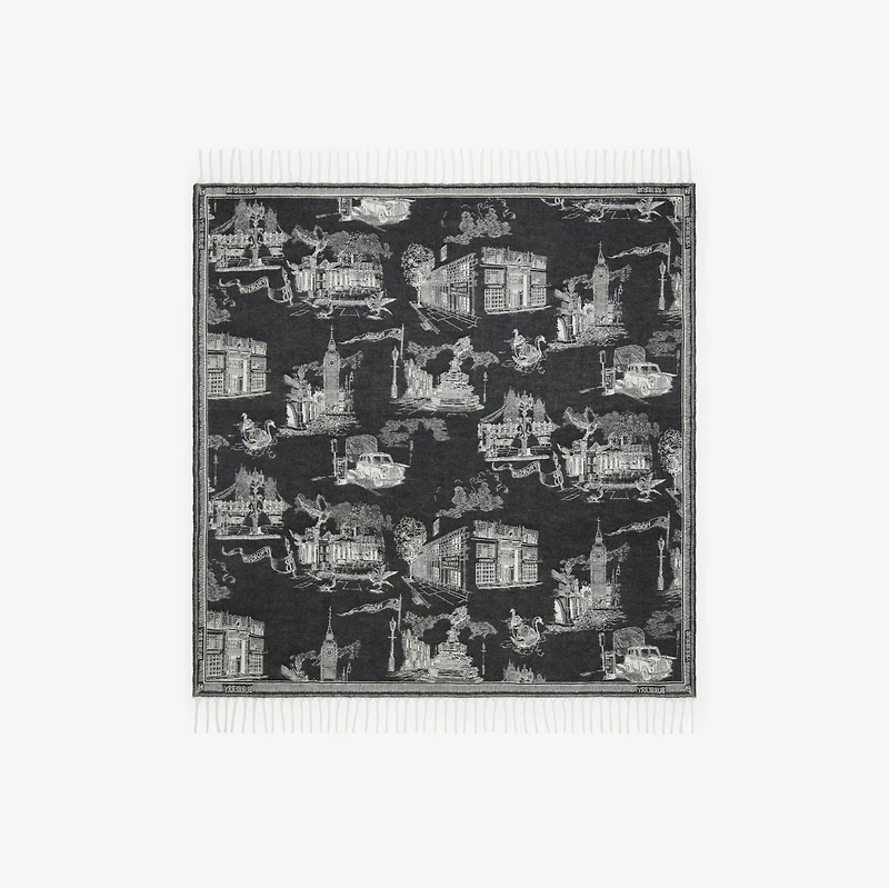 London Landmarks Cashmere Wool Blanket in Monochrome | Burberry® Official