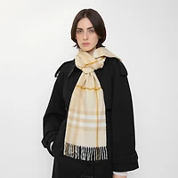 Check Cashmere Scarf in White denim | Burberry® Official