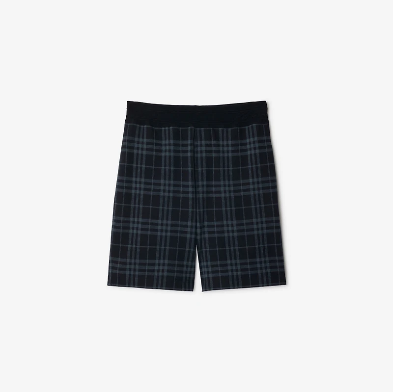 Check Stretch Cotton Blend Shorts in Ink - Men, Nylon | Burberry® Official