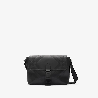 Small Embossed Check Buckled Messenger Bag​ in Black - Men | Burberry® Official