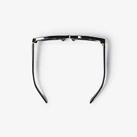 Inlaid Check Square Sunglasses in Black - Women | Burberry® Official
