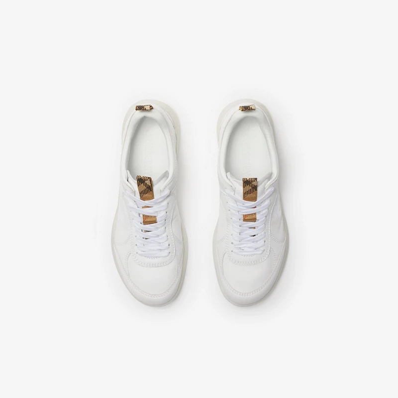 Leather Matrix Sneakers in Optic white - Men | Burberry® Official