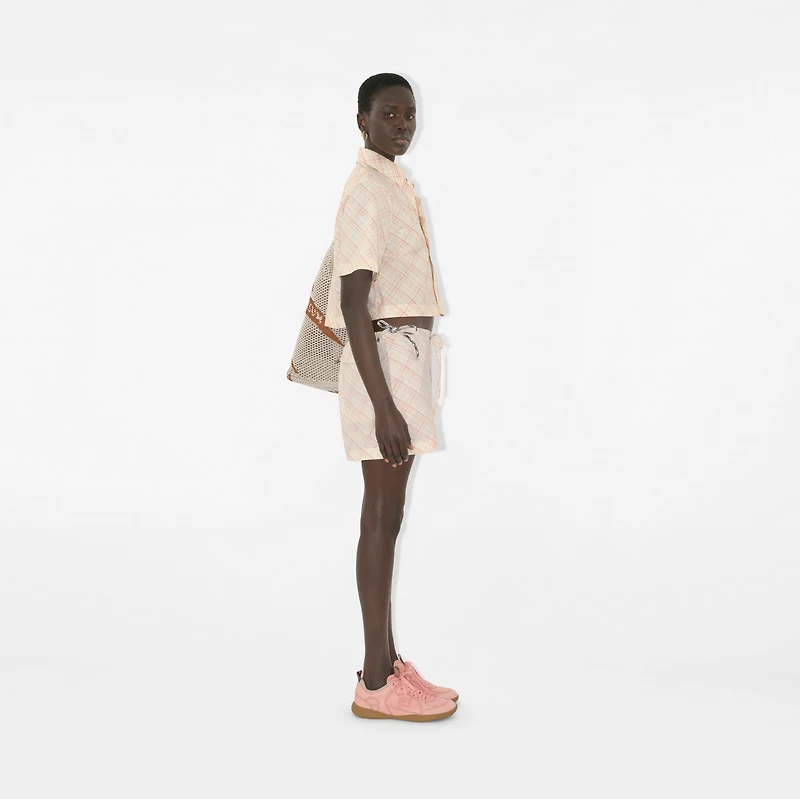 Check Cotton Pyjama Shorts in Dusky rose - Women | Burberry® Official