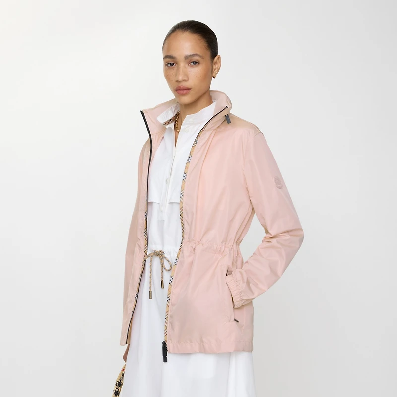 Short Checker-tape Nylon Parka in Bouquet pink - Women | Burberry® Official