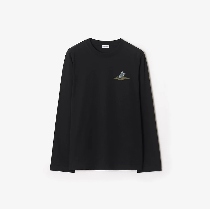 Long-sleeve Sleeping Knight Cotton T-shirt in Black - Men | Burberry® Official