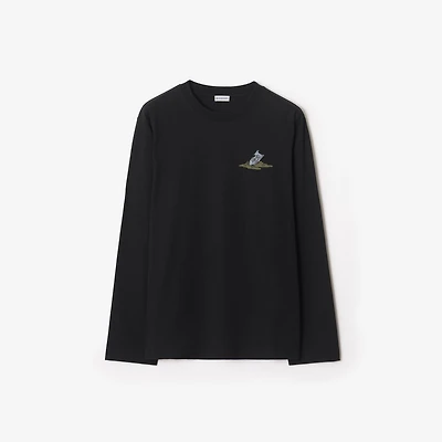 Long-sleeve Sleeping Knight Cotton T-shirt in Black - Men | Burberry® Official