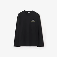 Long-sleeve Sleeping Knight Cotton T-shirt in Black - Men | Burberry® Official