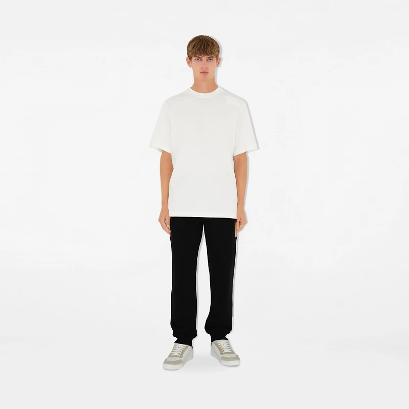 Check Panel Cotton Jogging Pants in Black/archive beige - Men | Burberry® Official