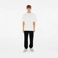 Check Panel Cotton Jogging Pants in Black/archive beige - Men | Burberry® Official