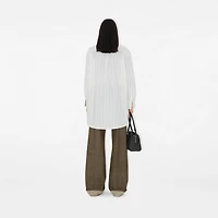 Oversized Striped Cotton Shirt in String/coal - Women | Burberry® Official