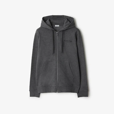 Cotton Zip Hoodie in Dark grey melange - Men | Burberry® Official