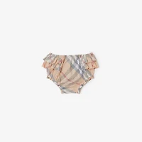 Check Cotton Three-piece Baby Gift Set in Pale stone - Children | Burberry® Official