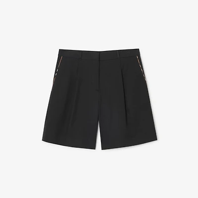 Cotton Blend Tailored Shorts in Black - Women | Burberry® Official