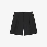 Cotton Blend Tailored Shorts in Black - Women | Burberry® Official