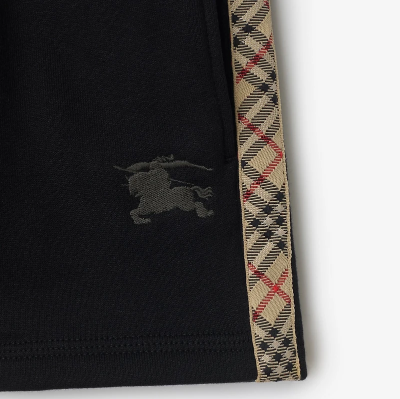 Check Trim Cotton Shorts in Black | Burberry® Official