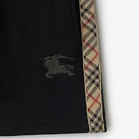 Check Trim Cotton Shorts in Black | Burberry® Official