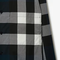 Slim Fit Check Cotton Shirt in Navy