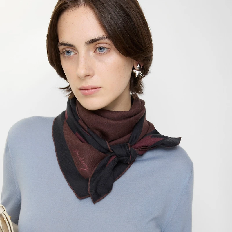 Check Cashmere Silk Scarf in Ruby red | Burberry® Official