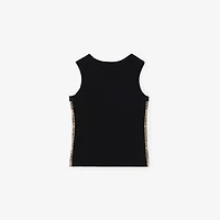 Check Trim Stretch Cotton Vest in Black | Burberry® Official