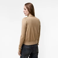 Check Panel Wool Silk Cardigan in Camel - Women | Burberry® Official