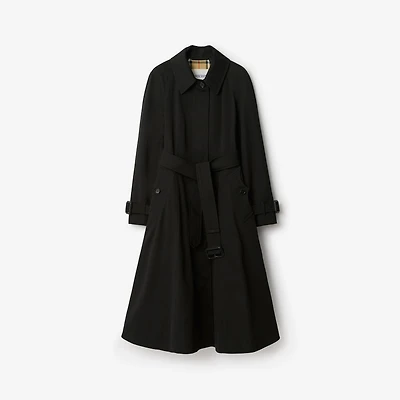 Long Gabardine Ellingham Fit-and-flare Car Coat in Black - Women | Burberry® Official
