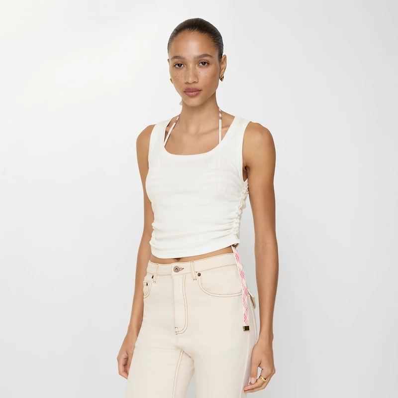 Festival Cotton Blend Tank Top in Chalk white - Women | Burberry® Official