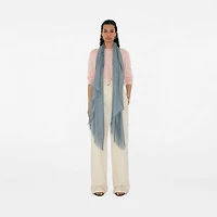Wide Check Wool Silk Scarf in Index | Burberry® Official