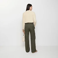 Check Trim Gabardine Cargo Trousers in Marrow green - Women | Burberry® Official