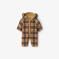 Check Fleece Hooded Jumpsuit in Sand beige - Children | Burberry® Official
