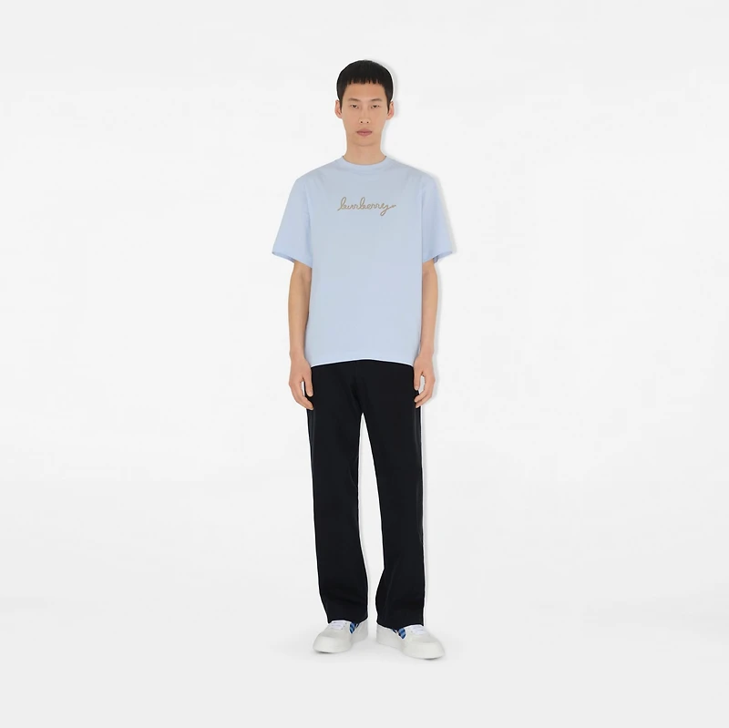 Check EKD Cotton T-shirt in Arctic blue - Men | Burberry® Official