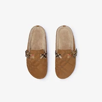 Check Shearling Urchin Clogs in Jute beige - Women | Burberry® Official