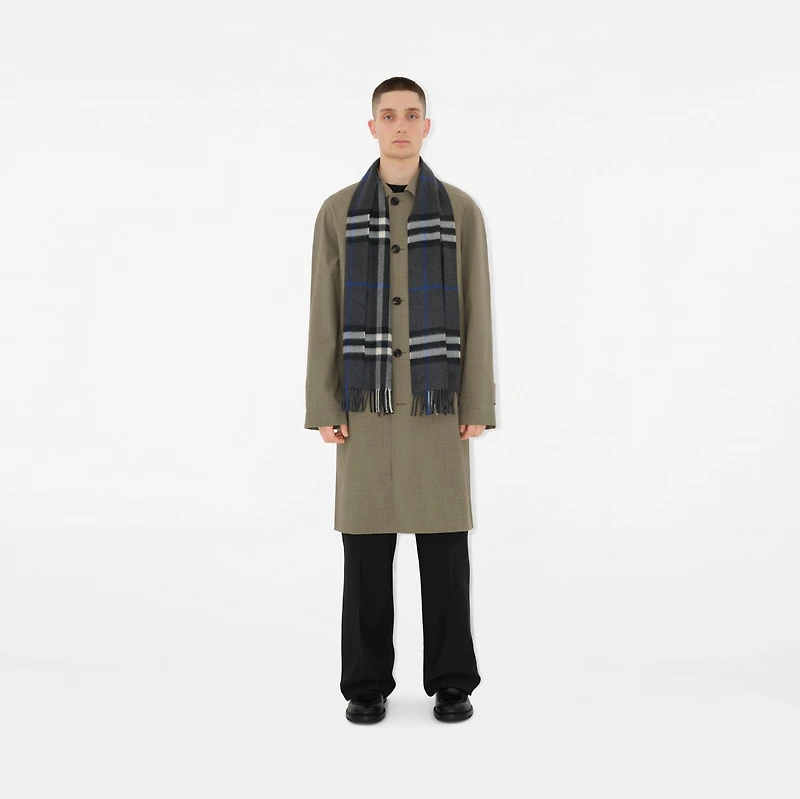 Check Cashmere Scarf in Dark charcoal | Burberry® Official