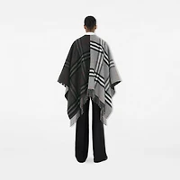 Contrast Check Wool Cashmere Jacquard Cape in Grey/charcoal | Burberry® Official