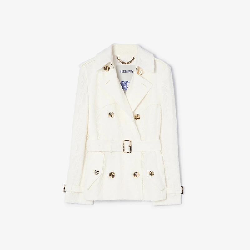 Short Paisley Lace Foxfield Trench Coat in Chalk white - Women | Burberry® Official