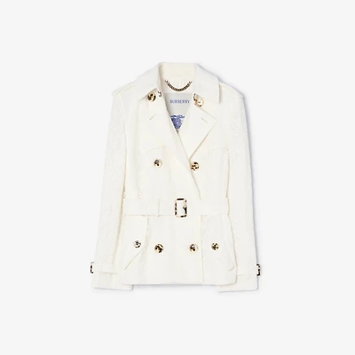 Short Paisley Lace Foxfield Trench Coat in Chalk white - Women | Burberry® Official