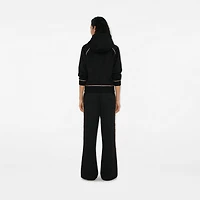 Check Trim Cotton Blend Zip Hoodie in Black - Women | Burberry® Official