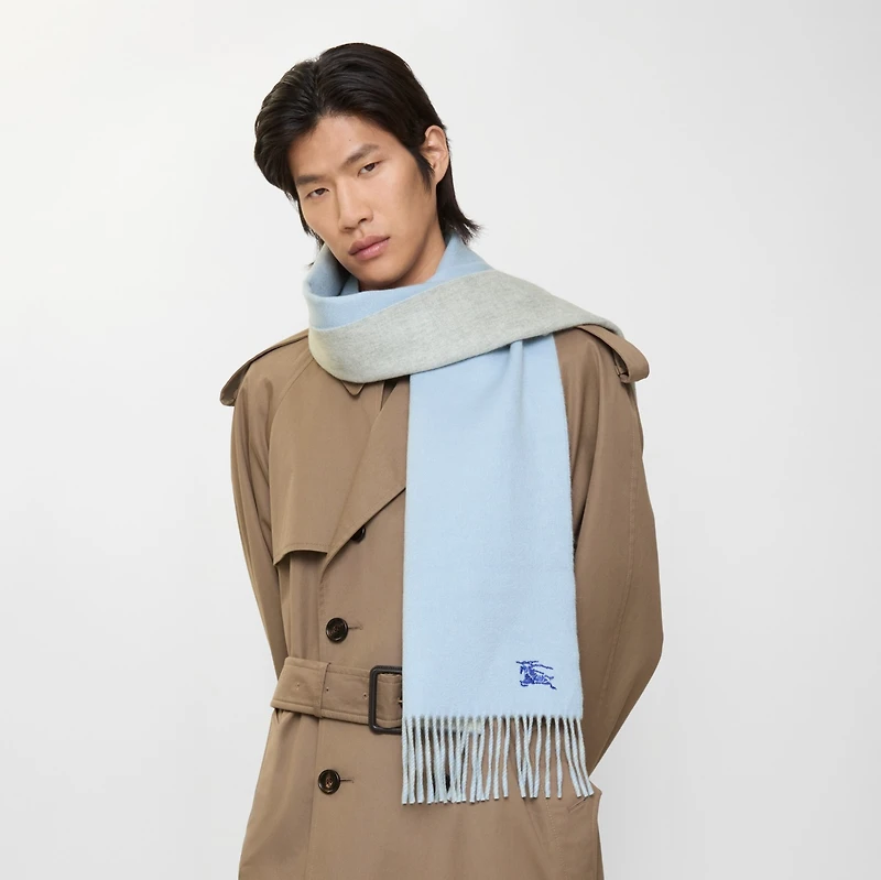 Reversible Cashmere Scarf in Bank/pale grey | Burberry® Official