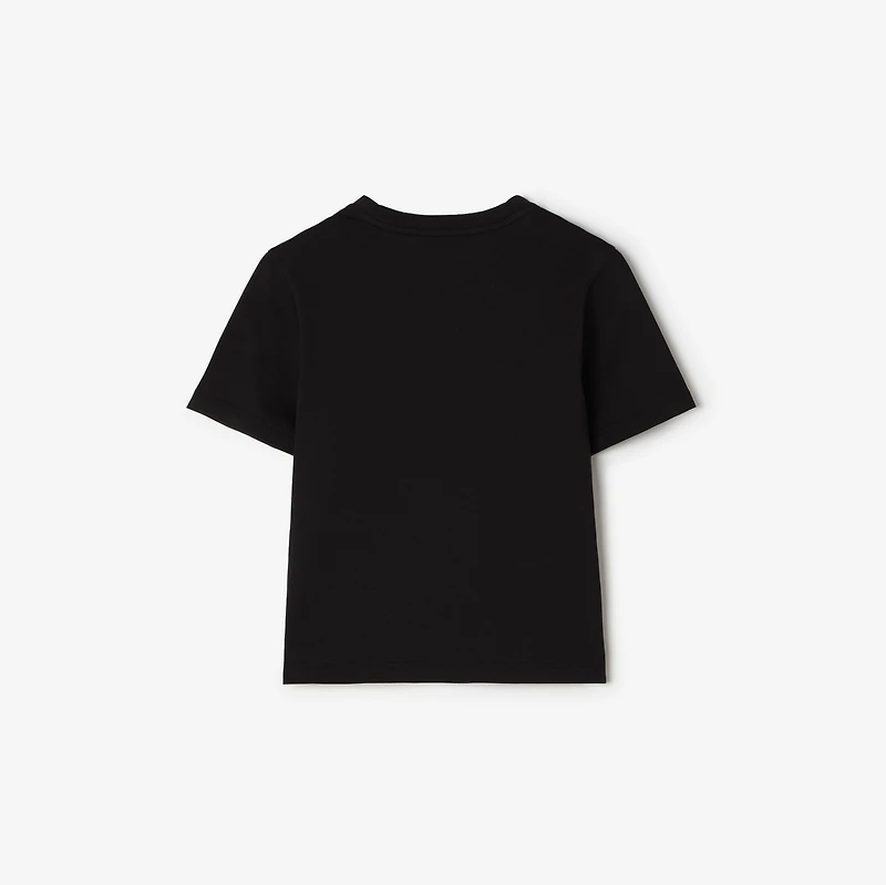 Check Knight Stamp Cotton T-shirt in Black | Burberry® Official