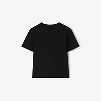 Check Knight Stamp Cotton T-shirt in Black | Burberry® Official