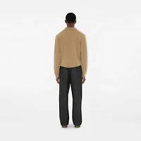 Long-sleeve Cashmere Blend Polo Shirt in Flax beige - Men | Burberry® Official