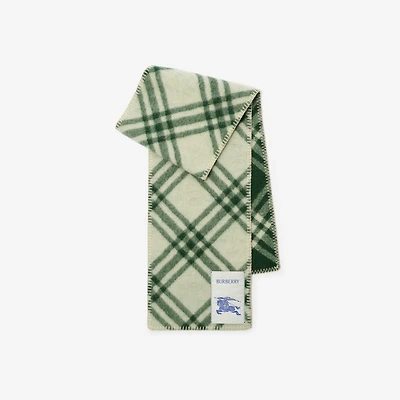 Check Wool Scarf in Tennis green | Burberry® Official