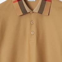 Long-sleeve Check Collar Cotton Polo Shirt in Archive beige - Men | Burberry® Official