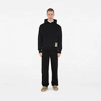 Check Label Cotton Hoodie in Black - Men | Burberry® Official
