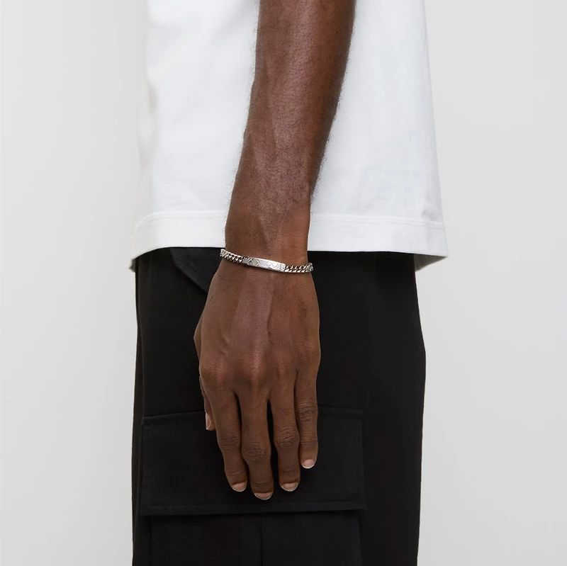 Engraved Check Chain Bracelet in Silver - Men | Burberry® Official
