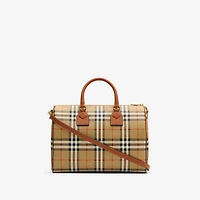 Medium Check Bowling Bag in Archive beige/briar brown - Women | Burberry® Official
